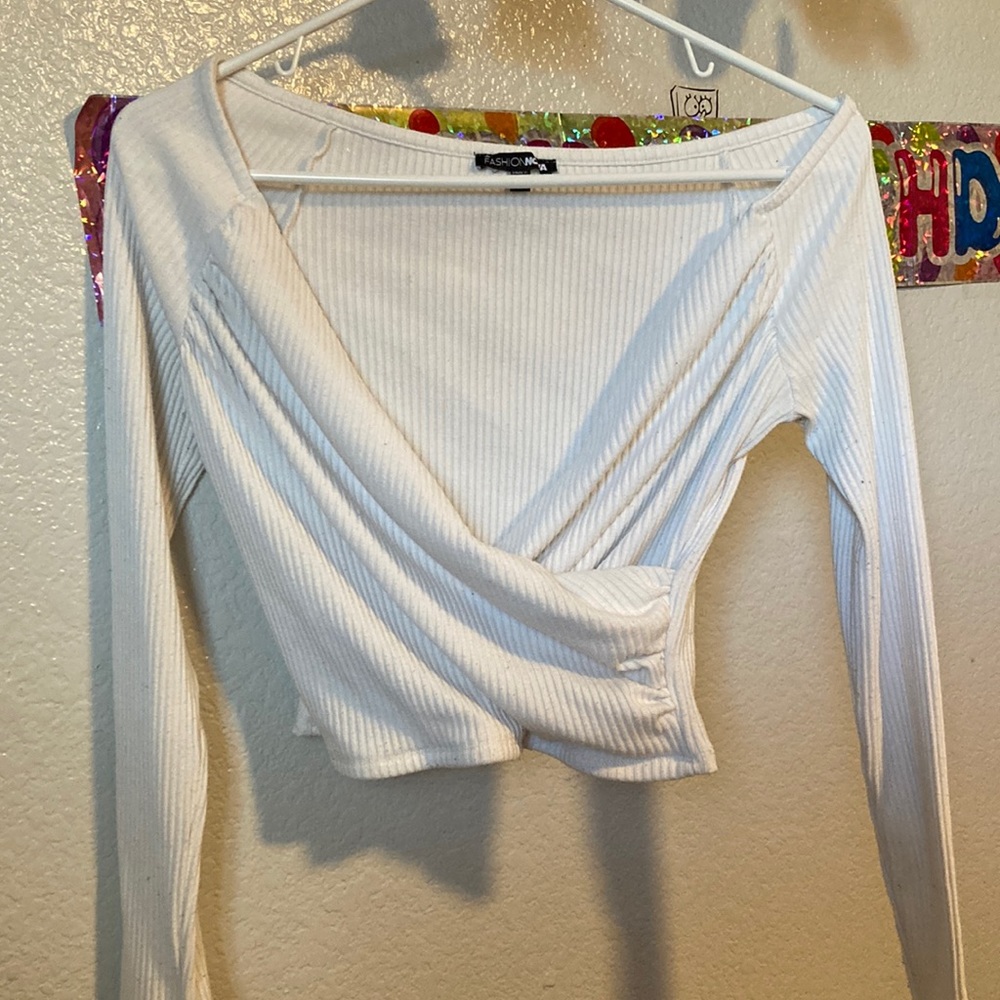 White long sleeve top